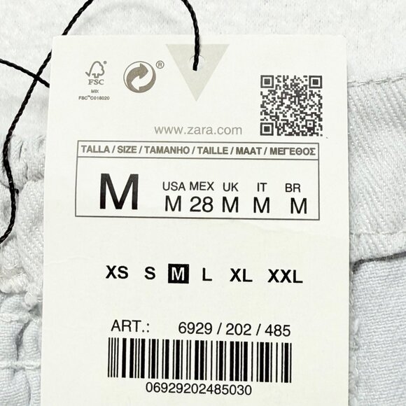 NWT Zara Womens Smoked Back Button Metallic Silver Denim Strapless Corset Size M - Picture 5 of 10